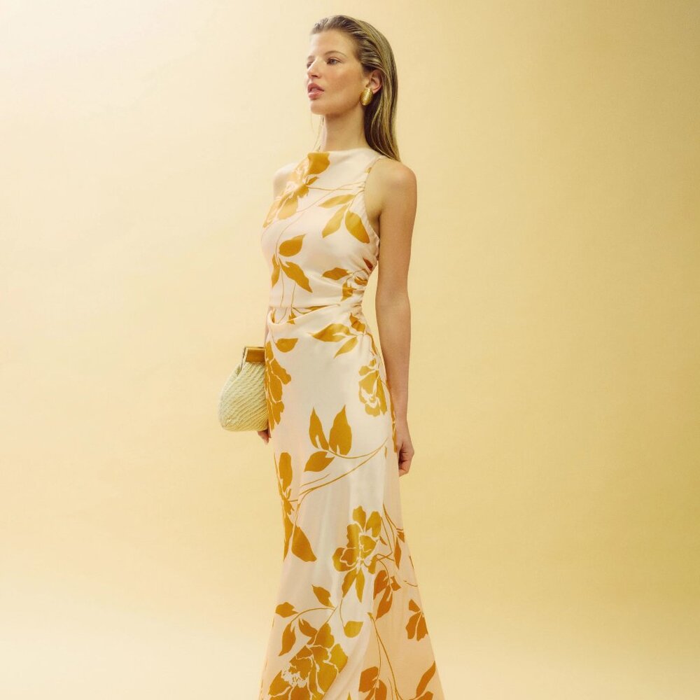 NWT Reformation Anaiis Silk Maxi Dress Size 6 Maracuya